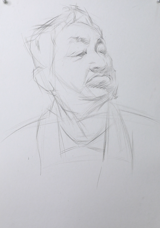 杨飙老师教你画男老年四分之三侧素描头像视频教学