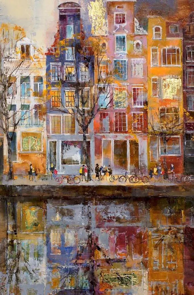 捷克女艺术家维罗妮卡贝诺尼画的建筑风景色彩太迷人了