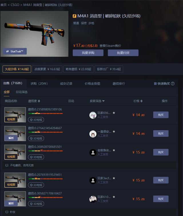 csgo入坑皮肤推荐 - m4a1破碎铅秋 - 实验室设备网