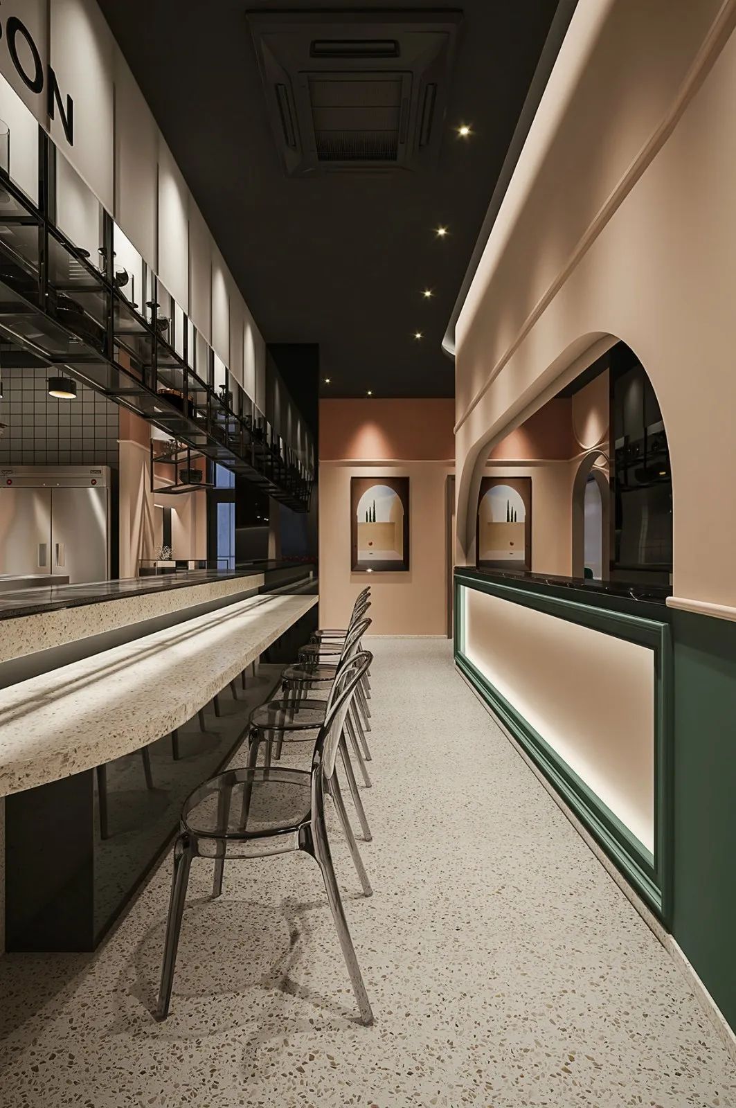 空间元素混搭的餐厅居然也能这么摩登美