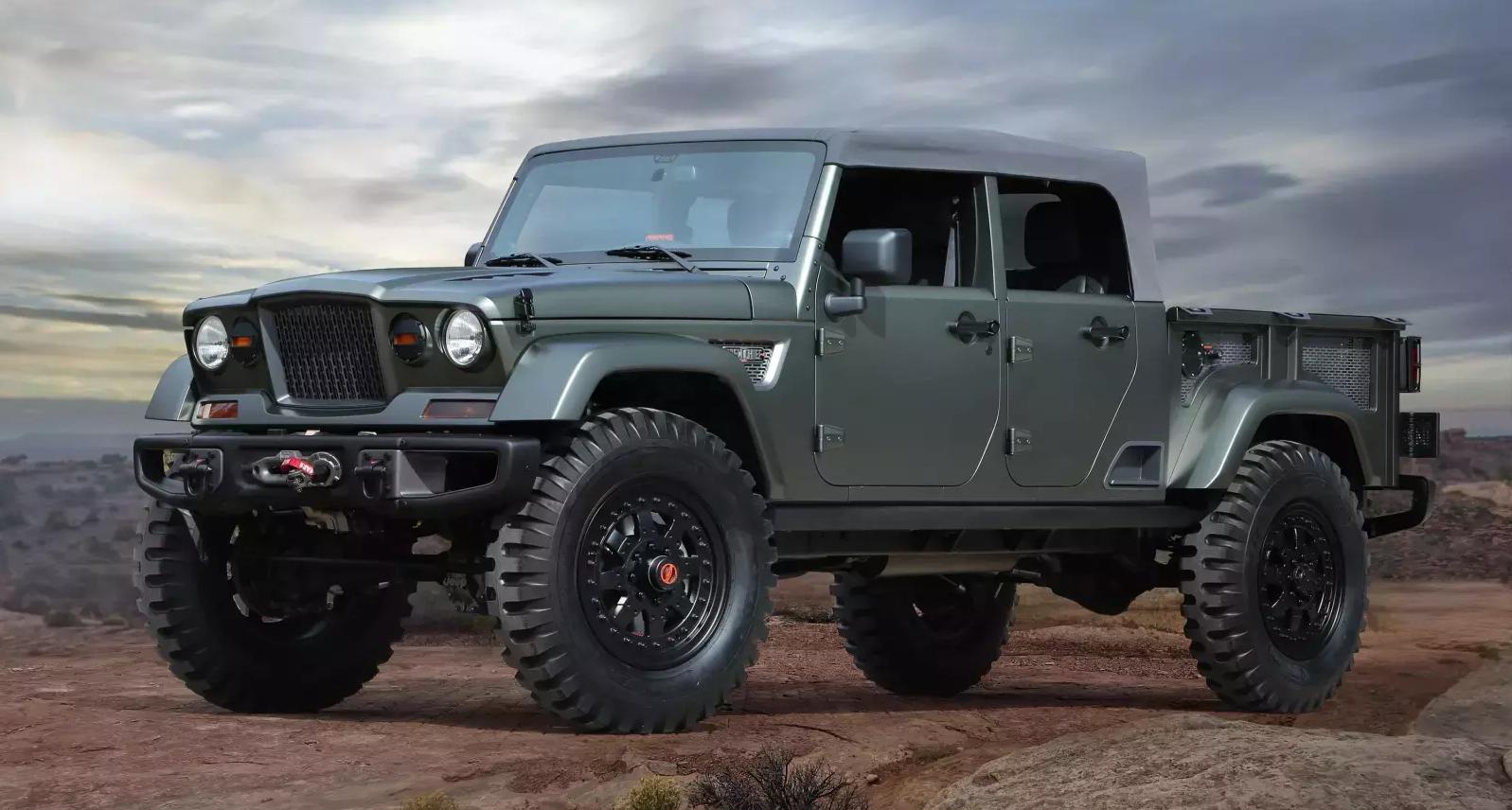 它结合了角斗士的前端,牧马人的四门中段以及受1967年凯撒吉普m715