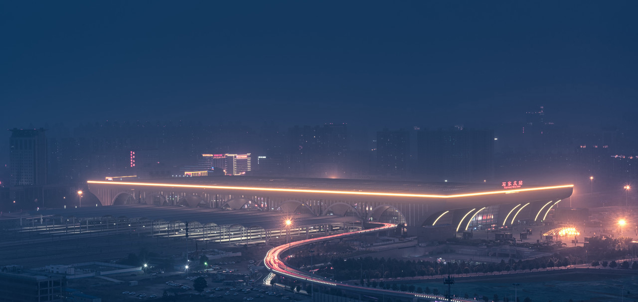 航拍石家庄站,像巨型竹筏,内部创意源于赵州桥