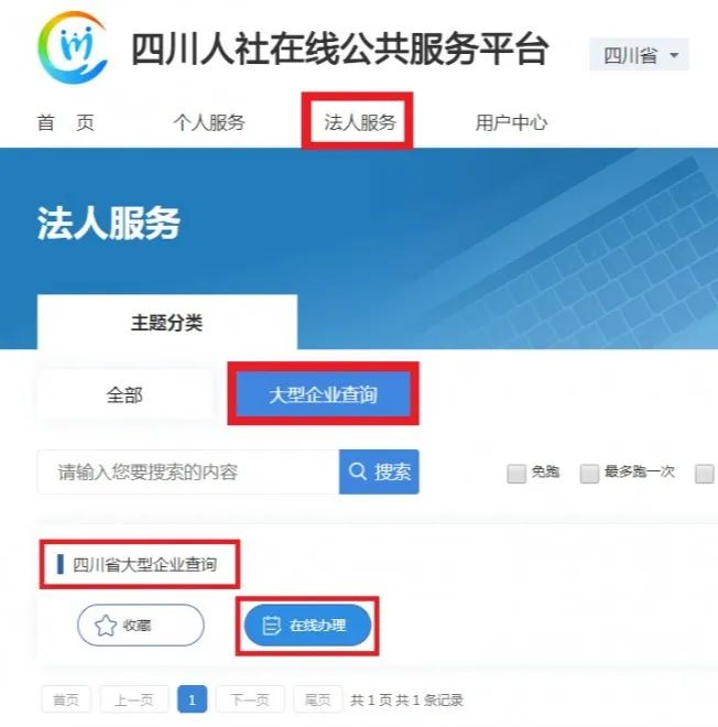 法人服務—大型企業查詢—四川省大型企業查詢—在線辦理路徑rst.sc.