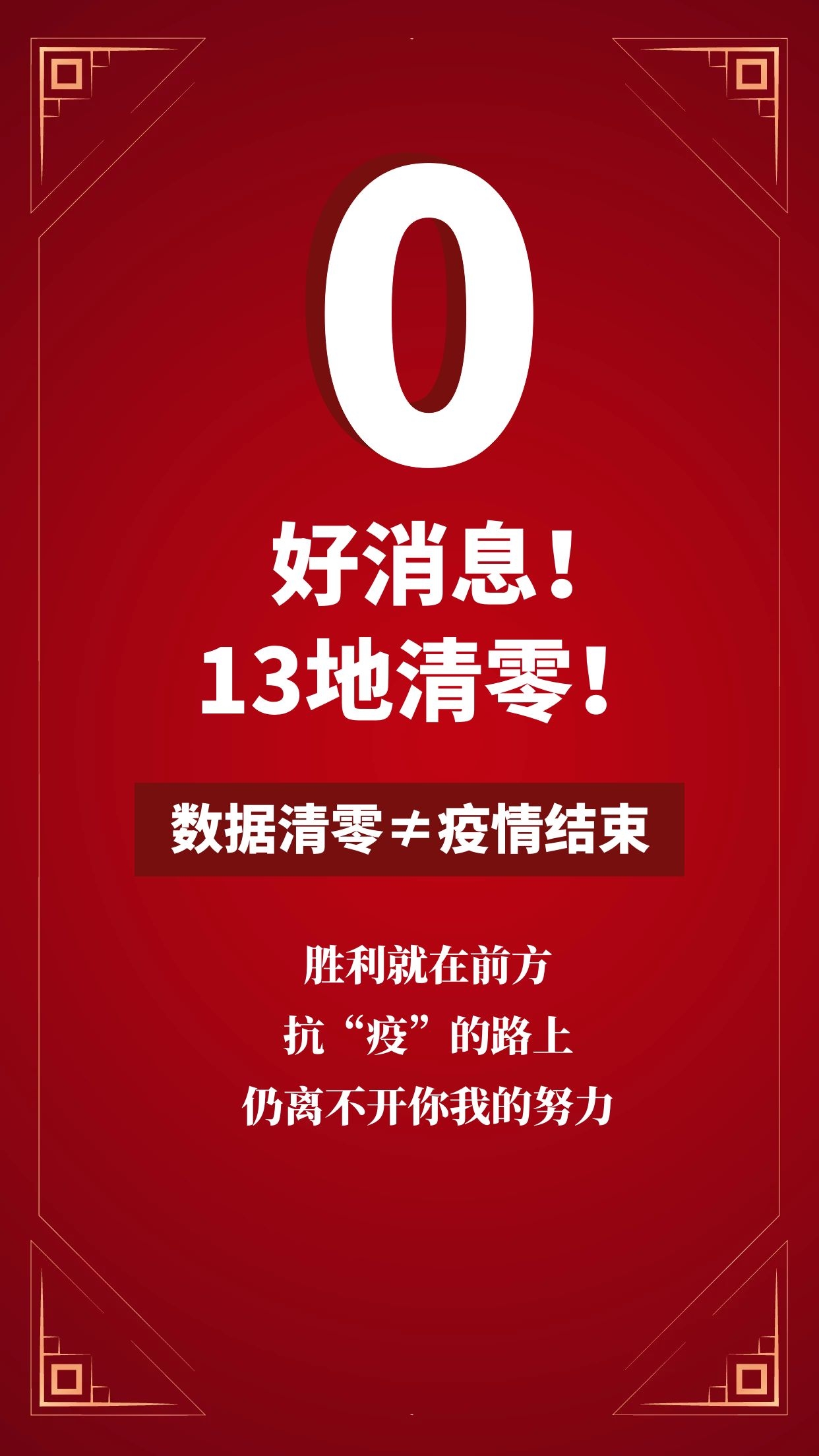 重大好消息:#13地现有确诊病例归零