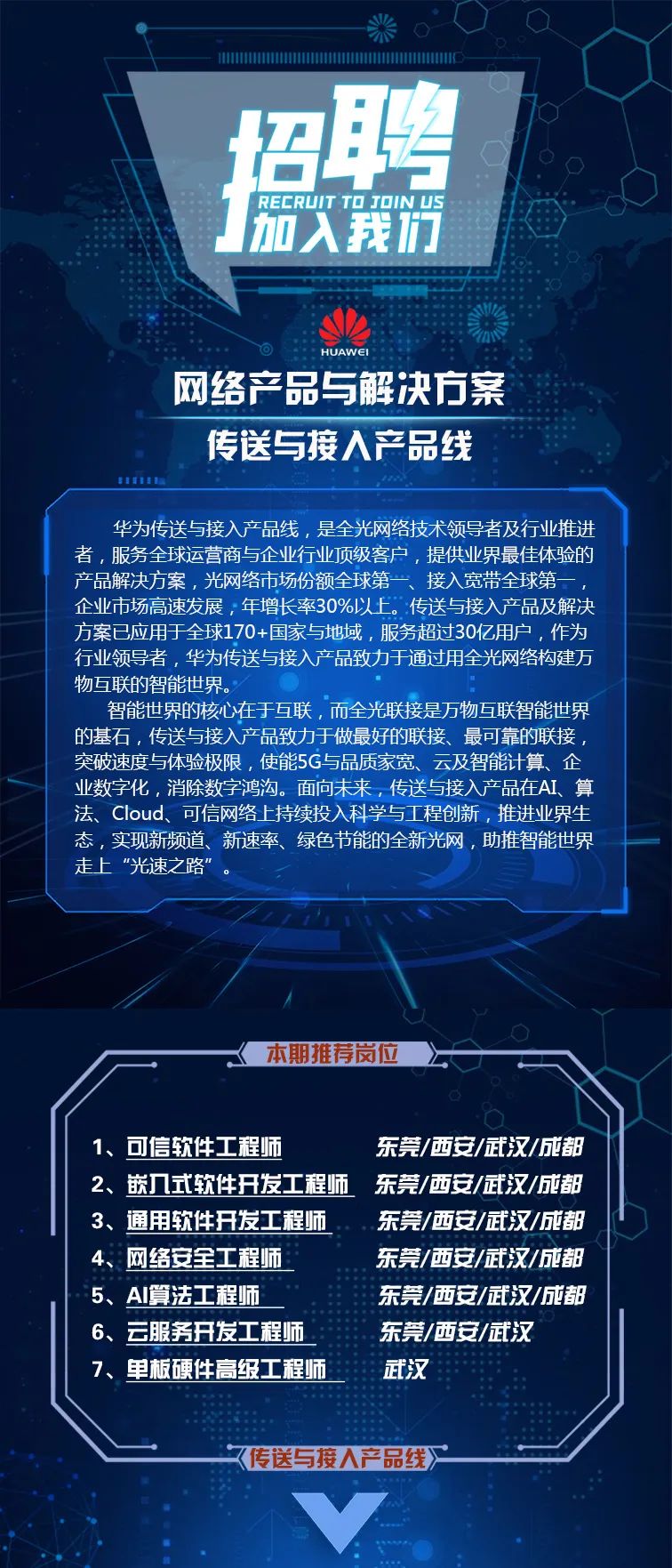 招聘华为传送与接入产品线邀您加盟共同构建万物互联的智能世界