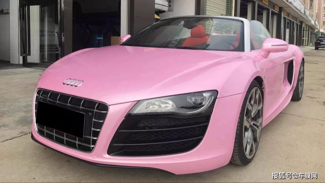 奥迪r8马卡龙紫丁香贴膜改色案例