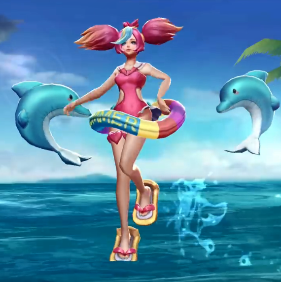 玩家自制泳装派对皮肤程咬金化身时尚达人而虞姬可爱超a