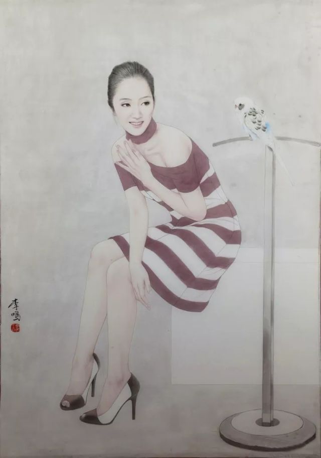 他笔下的美女婀娜多姿,扮相靓丽_李鸣