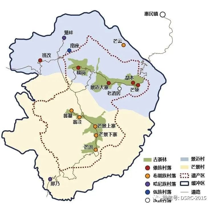 景迈山地图/图片来源网络景迈山的古茶树是十分高大的,通常要爬到树顶