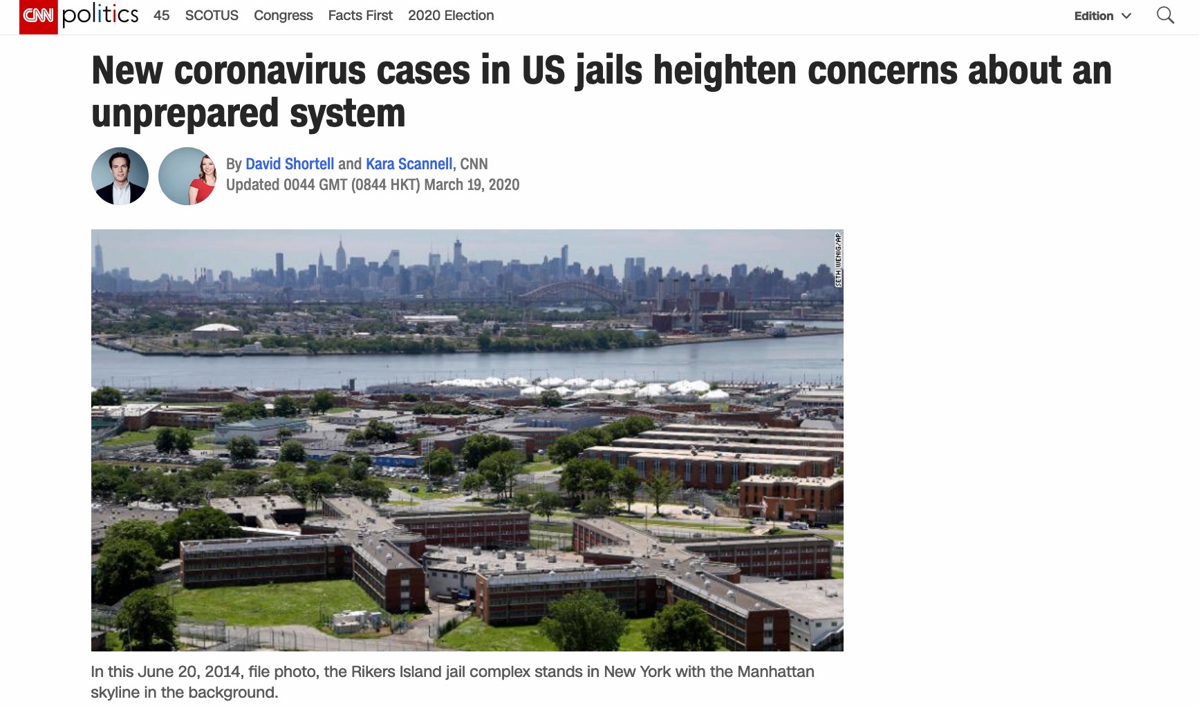美国联邦监狱系统“中招”，多座监狱报告狱内工作人员感染病例