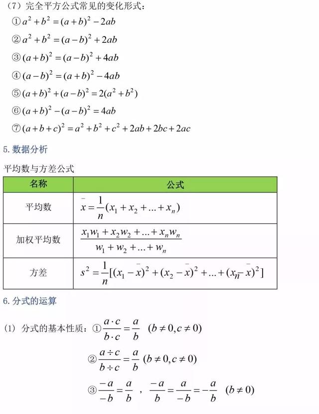 初中数学的公式和定理有哪些?史上最全整理汇总(图3)