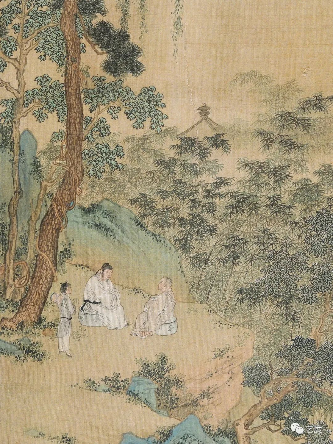 《松溪横笛图》仇英南京博物院藏《松溪高士图》仇英荣宝斋藏《柳下眠