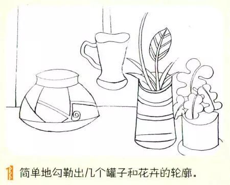 线描篇盆栽花盆系列画法步骤图