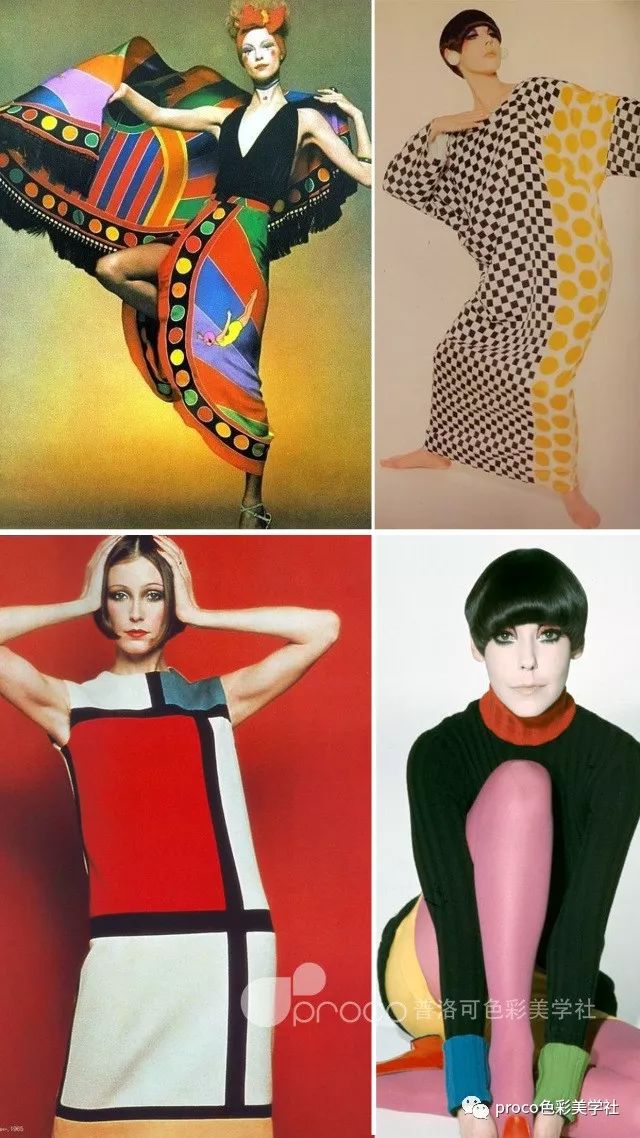 波点,几何图形,艳丽的色彩,为60年代的女性追逐,而服装的款式,也逐渐