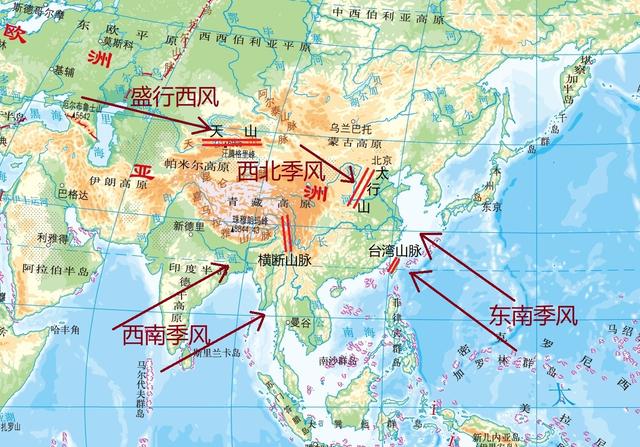 我国西北地区的天山山脉主要受到来自大西洋的盛行西风带和来自北冰洋