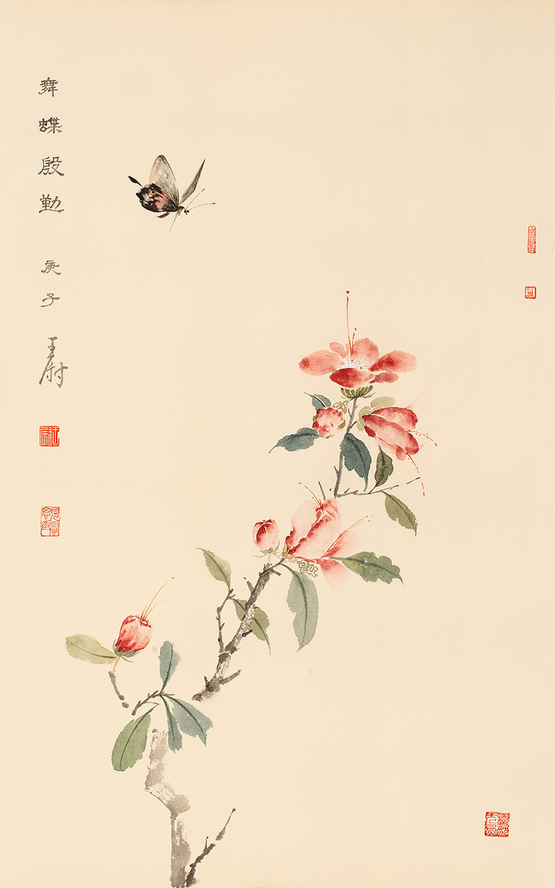 敬古为上至简至纯观王尉没骨花鸟画有感