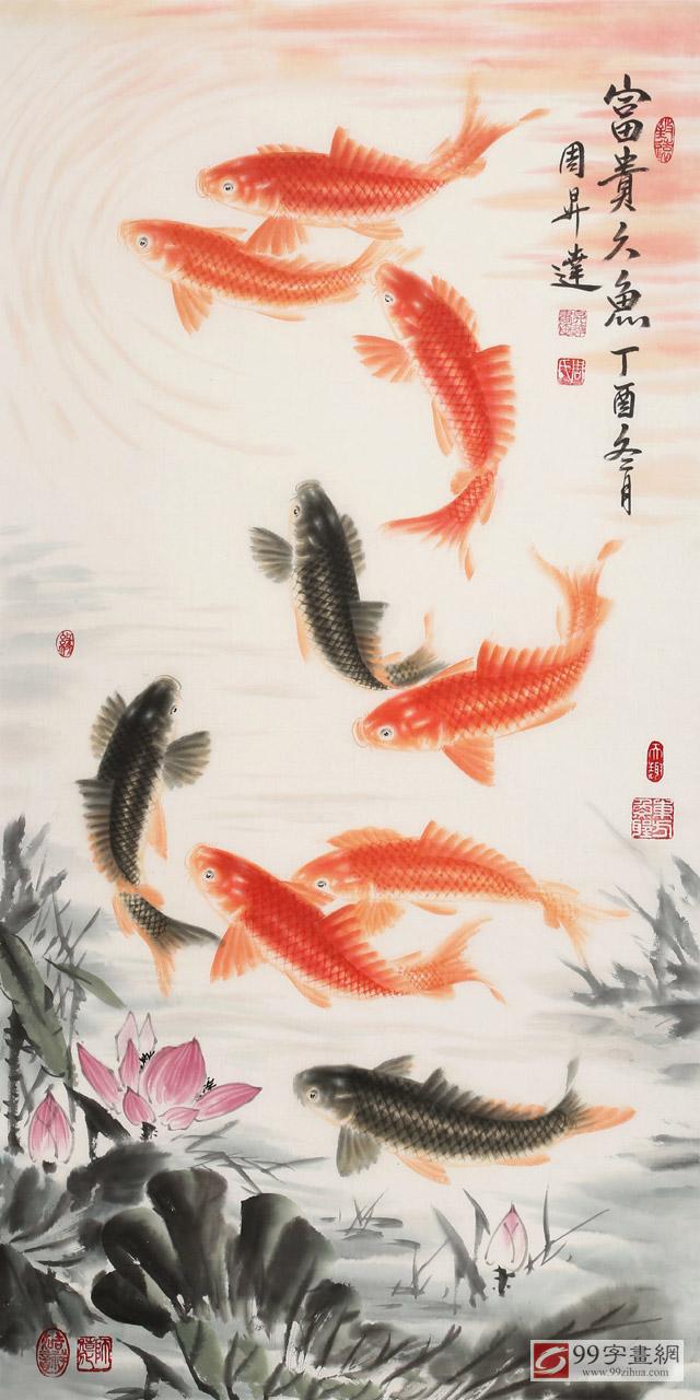 从风水学上来说,玄关字画要选择积极向上且寓意吉祥的,比如九鱼图