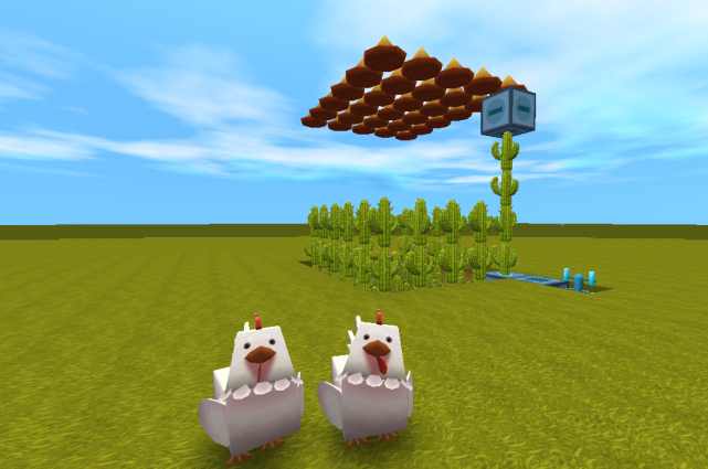 迷你世界:仙人掌也造捕鸡陷阱?1秒控制升降,团灭20只小鸡!_大神