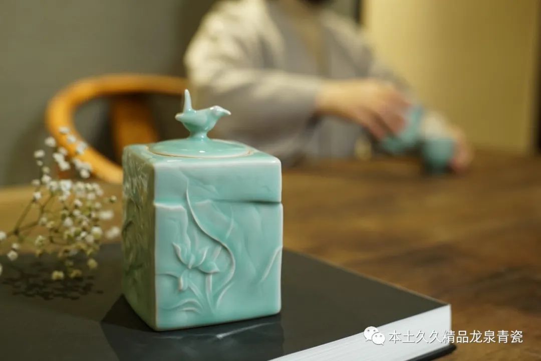 爆款产品推荐雷慧仙青瓷飞鸟兰花茶叶罐
