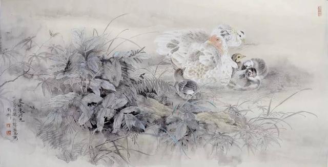 浙江画院刘刚工笔花鸟画作品