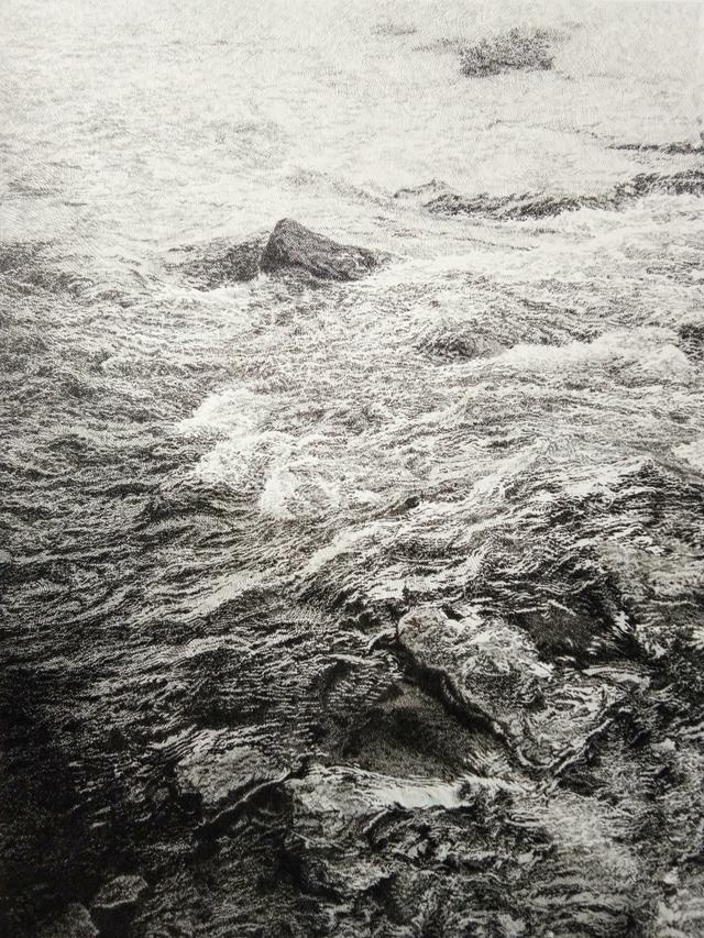 素描画河水图片