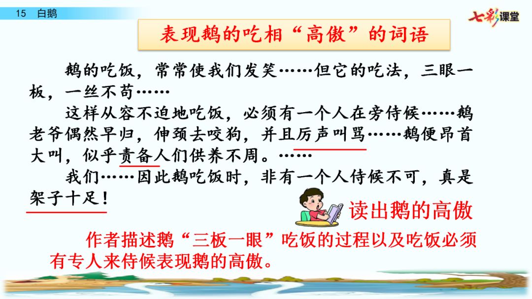 送統編版語文四年級下冊四單元課文15課白鵝教學視頻圖文講解同步練習