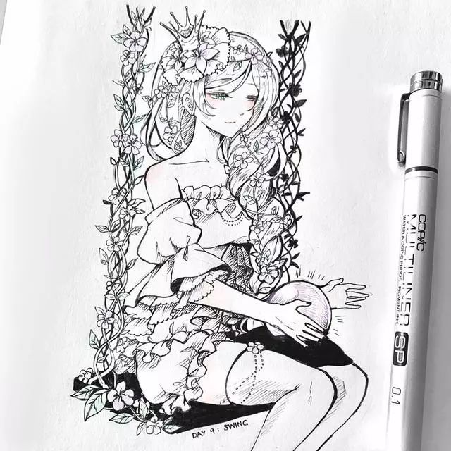 精美动漫手绘女生动漫这样画不上色也好看