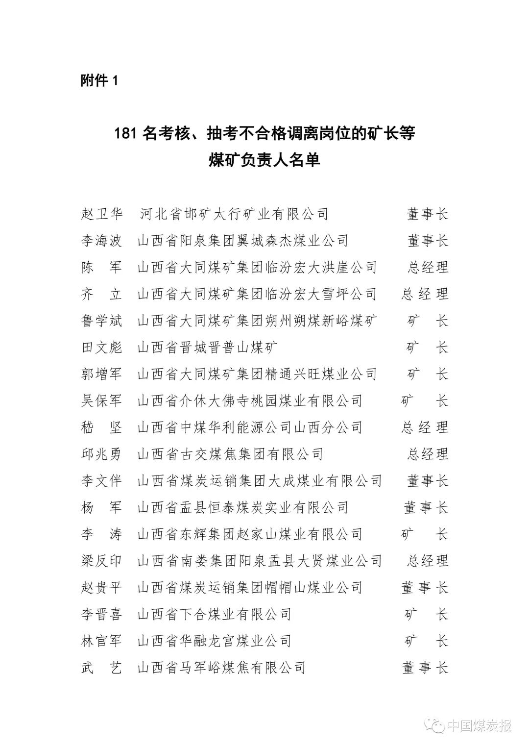 9名不符合学历和工作经历条件调离岗位的矿长,副矿长,副总工程师等