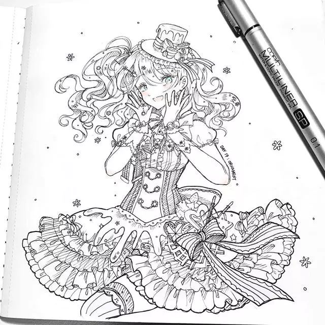 精美动漫手绘 女生动漫这样画 不上色也好看_作品