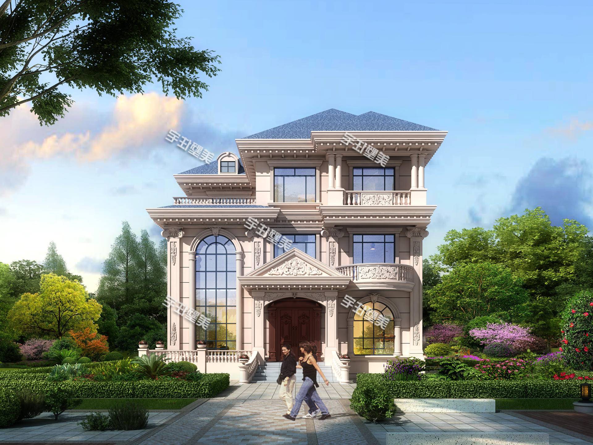 大气天成的三层别墅超大露台观景绝佳村里房子全被比下去