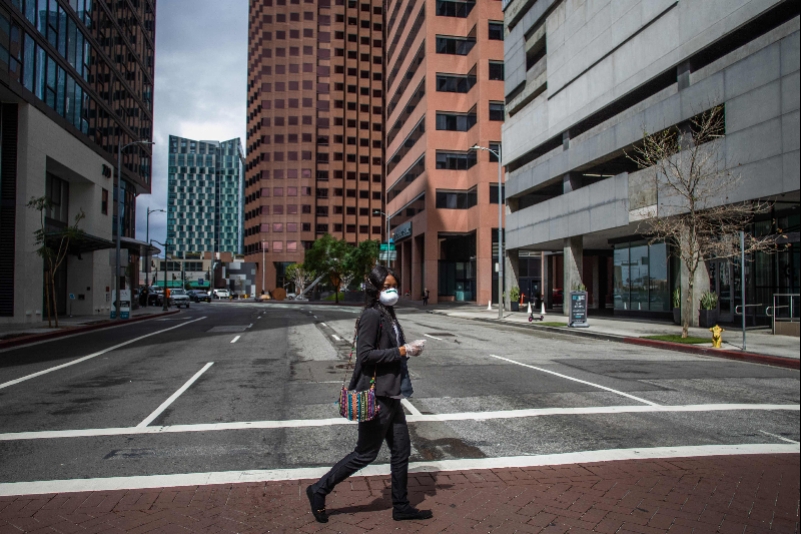 3月19日,美国加利福尼亚州洛杉矶,街面空荡荡.