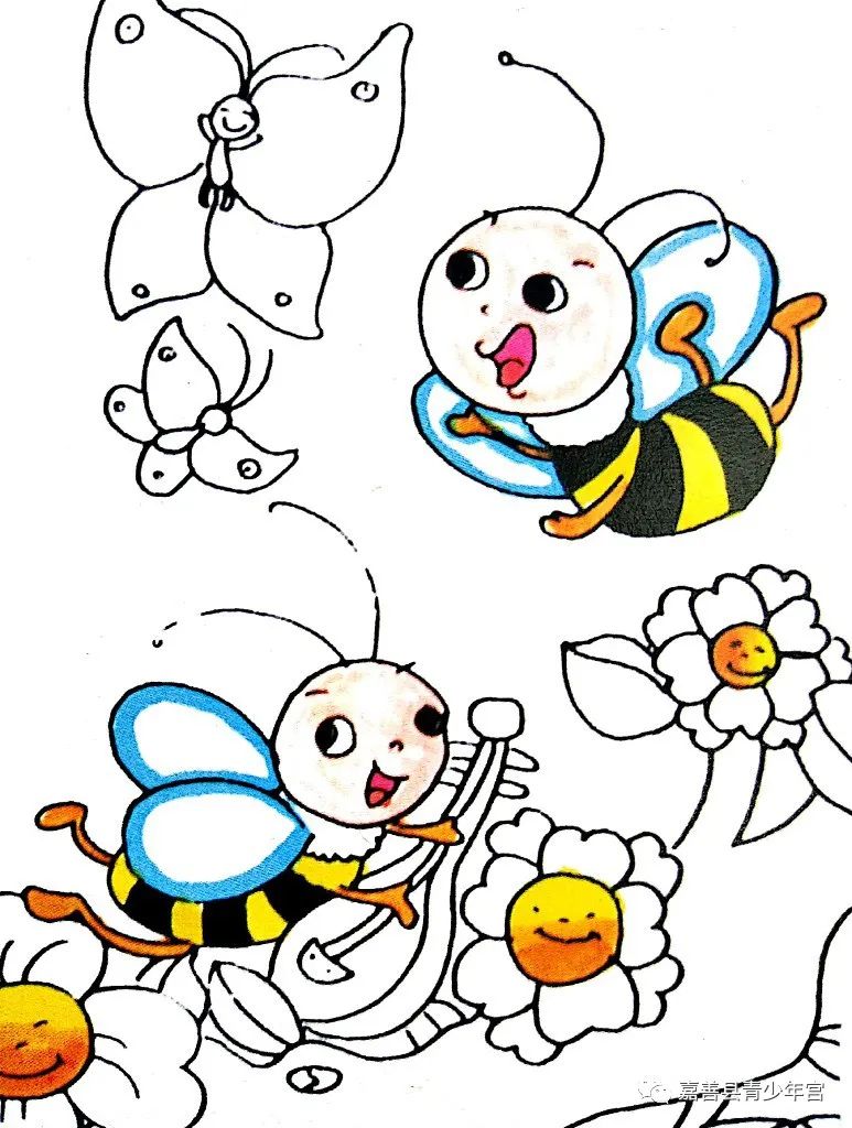 小蜜蜂简笔画简单图片