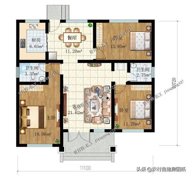 7款一層農村平房設計圖,造價15萬內,包你30年不過時_戶型