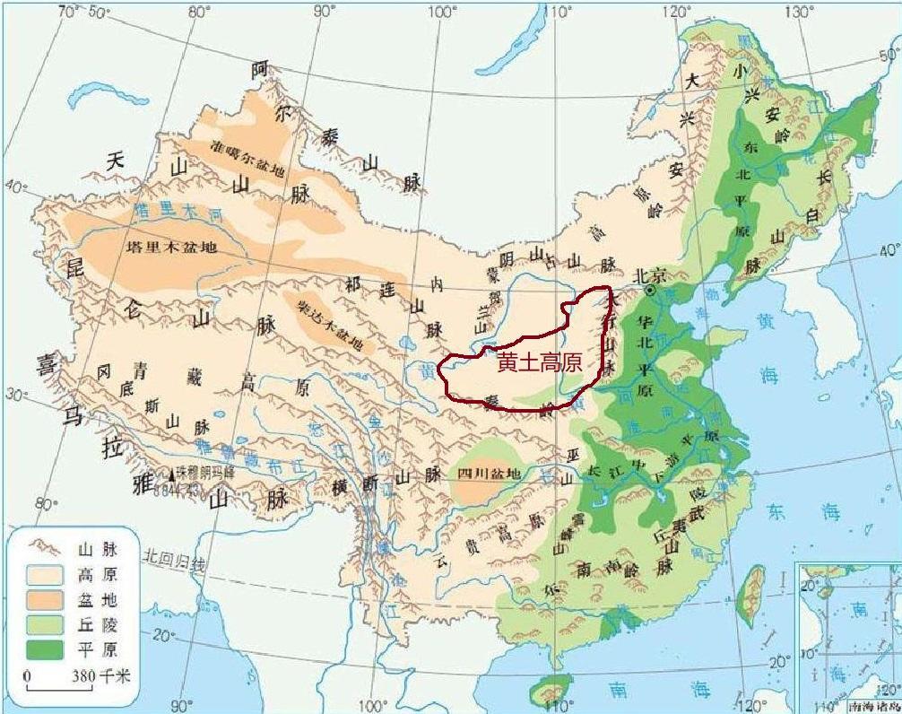 黄土高原的地理位置图片