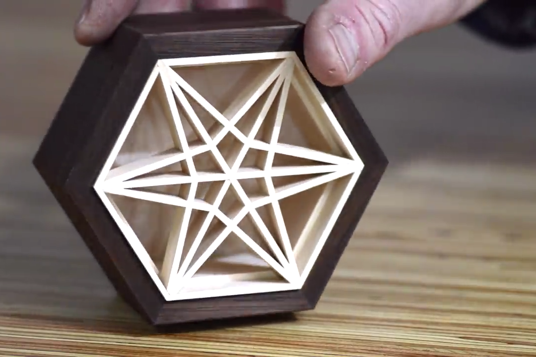 木工作品一一细木作制作的一个六角小盒