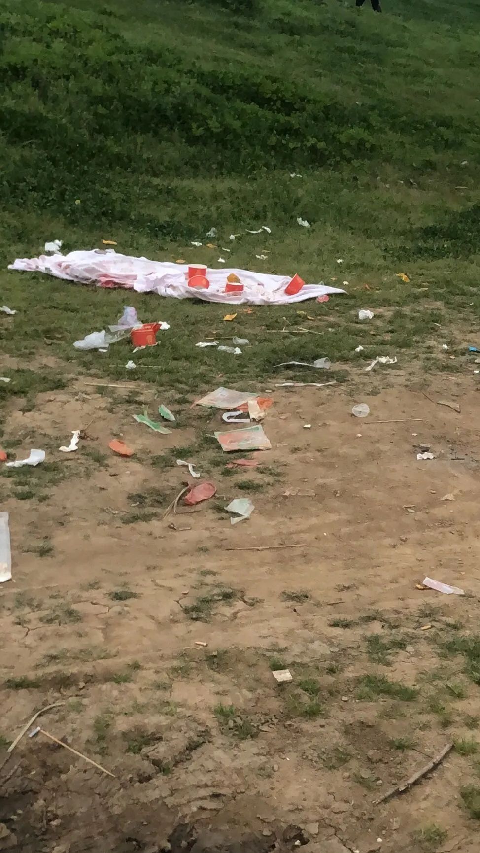 触目惊心汉川河堤疫情当下有人烧烤垃圾满地乱丢垃圾的人你们良心过得