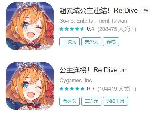 taptap上《公主連結re:dive》的日服及臺服現狀也許最能反映玩家的