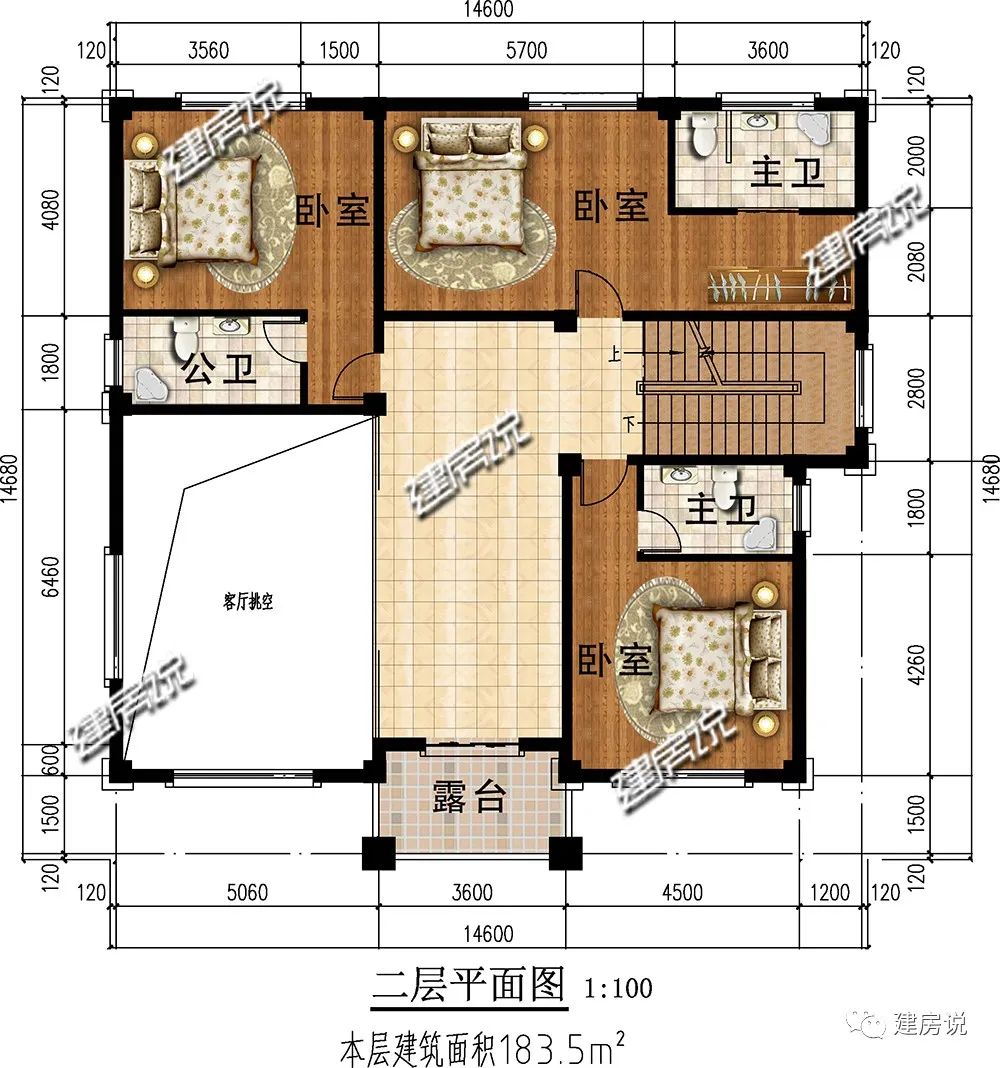 農村建房圖紙挑空複式別墅靠顏值和實力取勝碾壓周邊房子