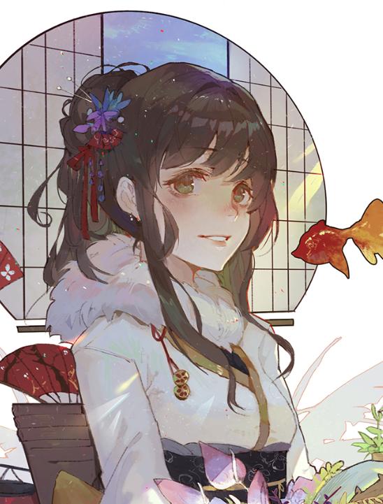 二次元和风美图来了打扮华丽亭亭玉立甜美可爱的和风美少女