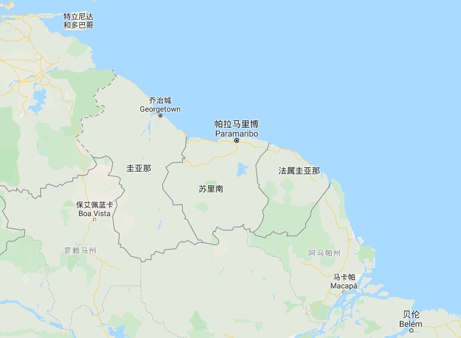 包括今天的圭亚那,苏里南,法国的海外领地法属圭亚那,以及委内瑞拉和