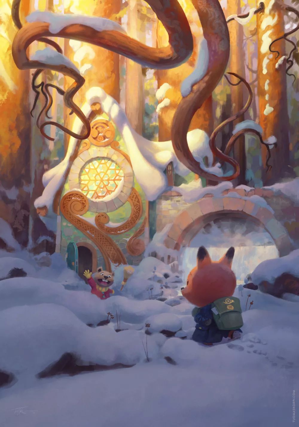 善于营造温暖的画面感很治愈的插画