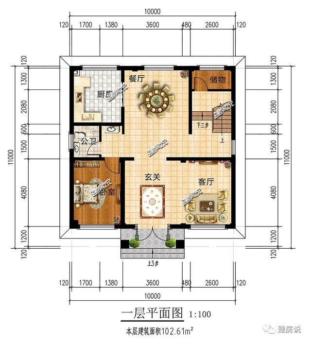 農村建房圖紙面寬10米佔地102平造價29萬的歐式別墅人人都能建