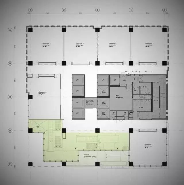 建筑的立面交错的叠高的量体节奏忠实的反映了这种户外空间的设计逻辑