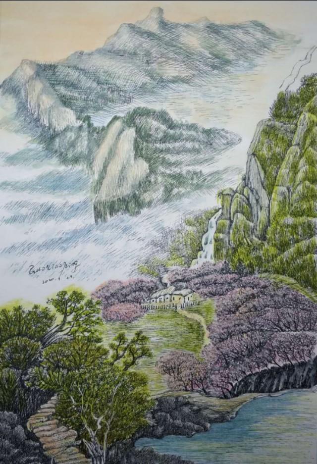 五花手绘类别:彩铅画作者:马行类别:国画作者:无疆作品:山水小品墨稿