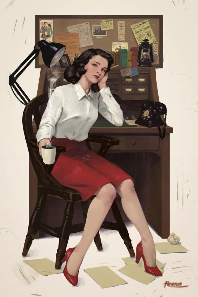 画风灵感来自上个世纪二十到五十年代的女郎风格,复古又时尚,俏丽又