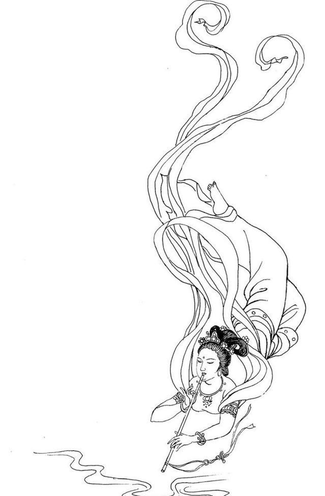 工笔画白描乐女白描图谱之仙女美哉美哉