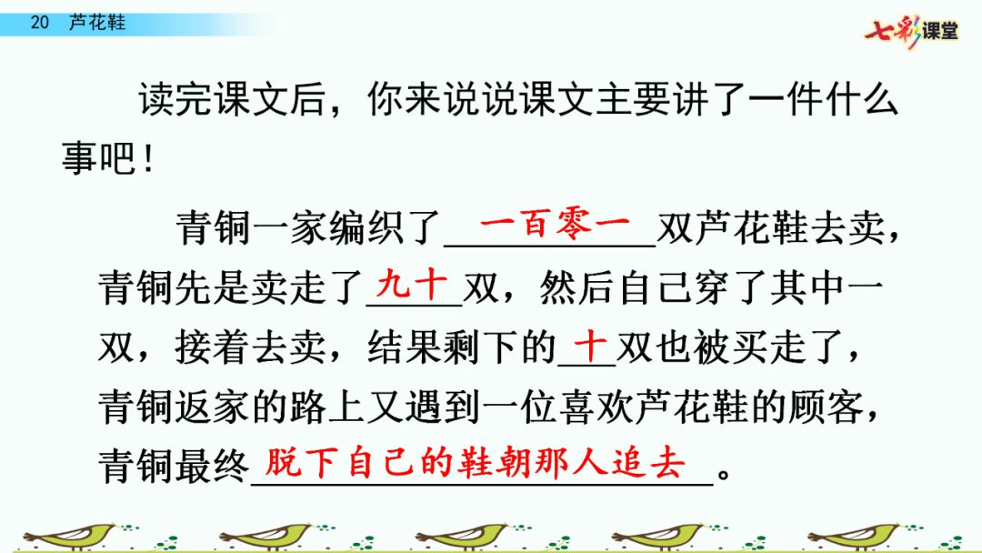 部編版四年級下冊第20課《蘆花鞋》知識點 圖文講解