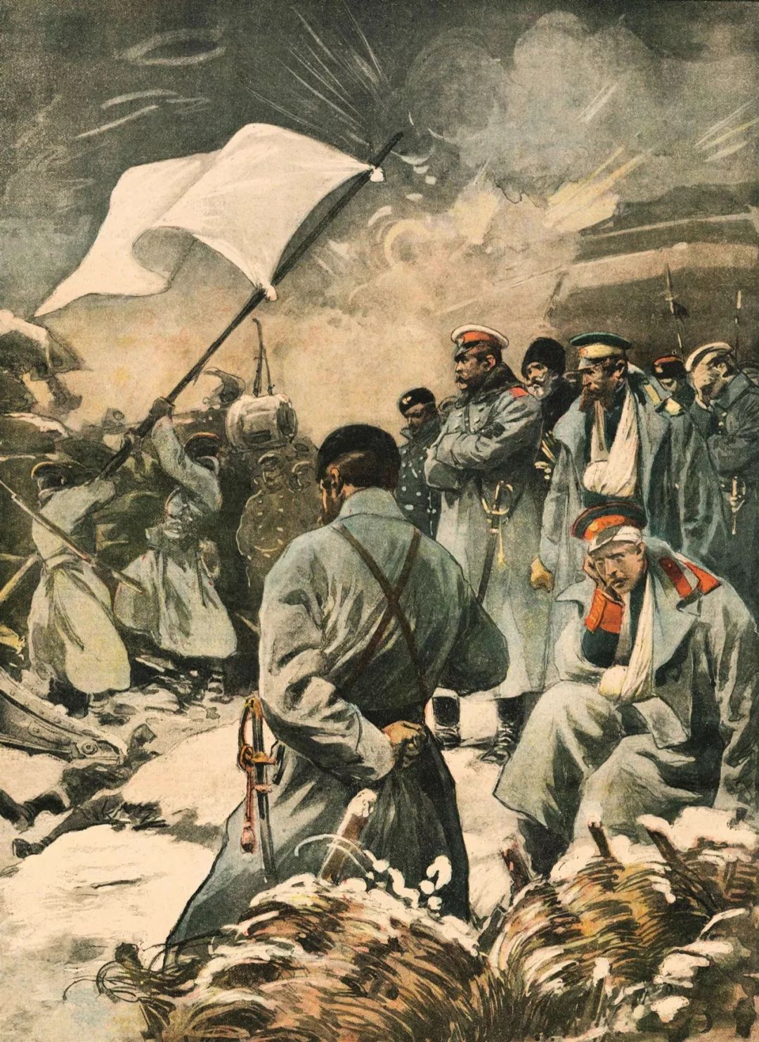 白旗!旅顺港的俄国军官决定投降.