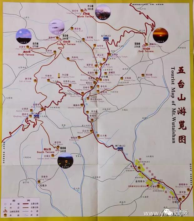 五台山一日游路线图图片