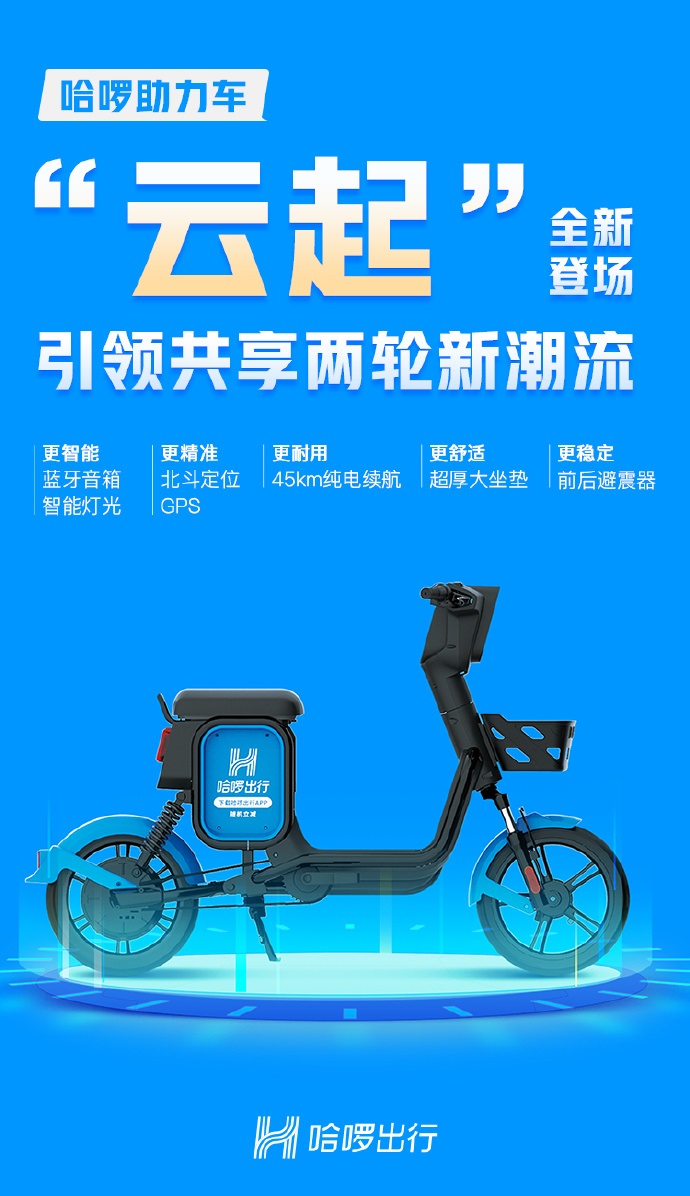 哈啰发布新一代助力车云起首款支持北斗定位的车型